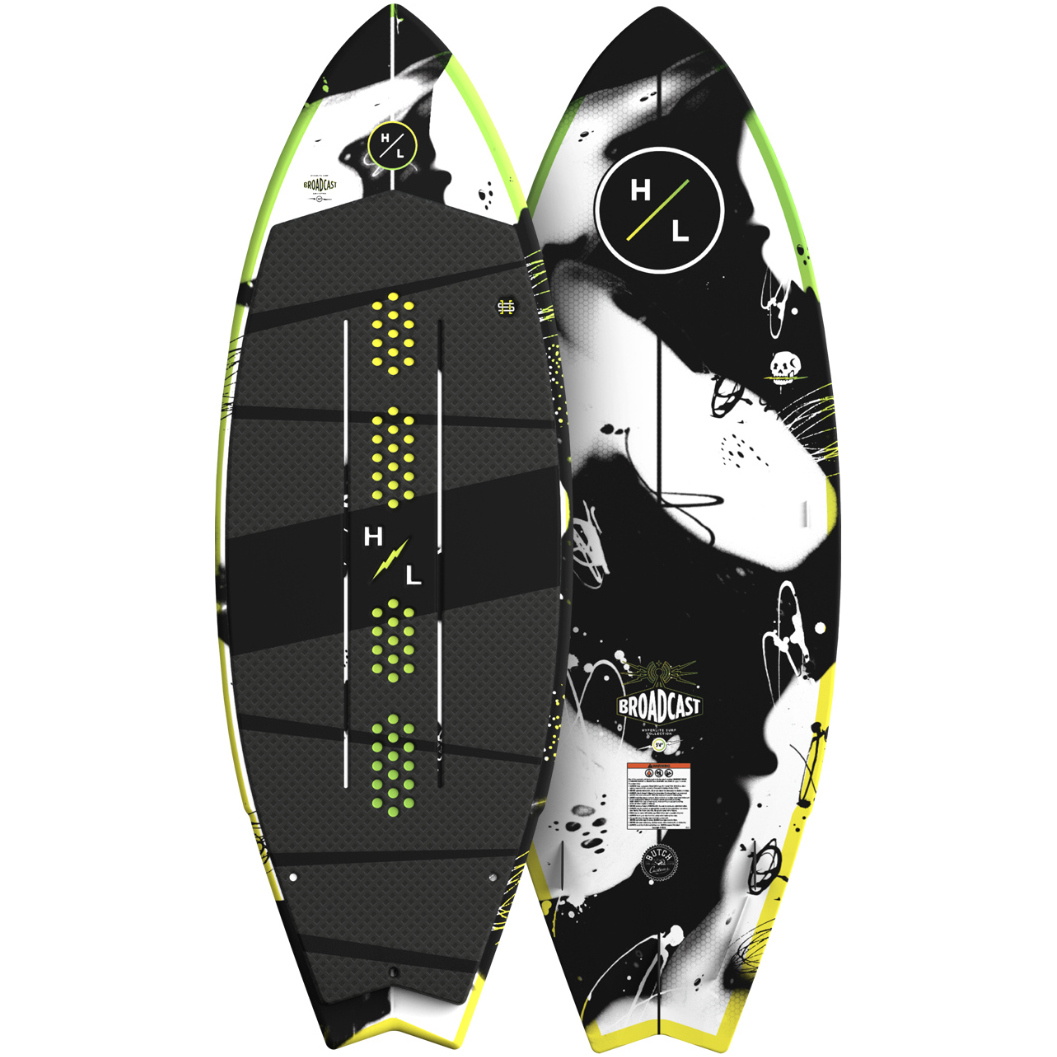 Hyperlite Tabla De Surf De Remolque 2026 Broadcast Wakesurfer Board H26BC.1 - Black / Verde / Amarillo